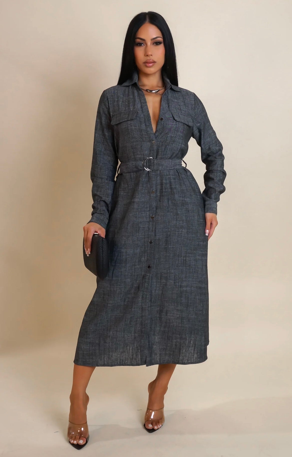 Black Midi Casual Dress