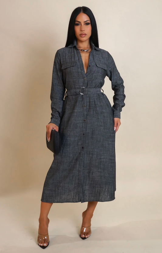 Black Midi Casual Dress