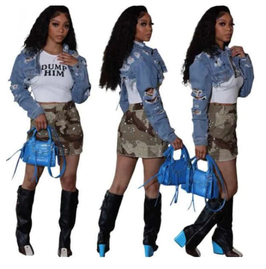 RIPPED DENIM CROP TOP JACKET