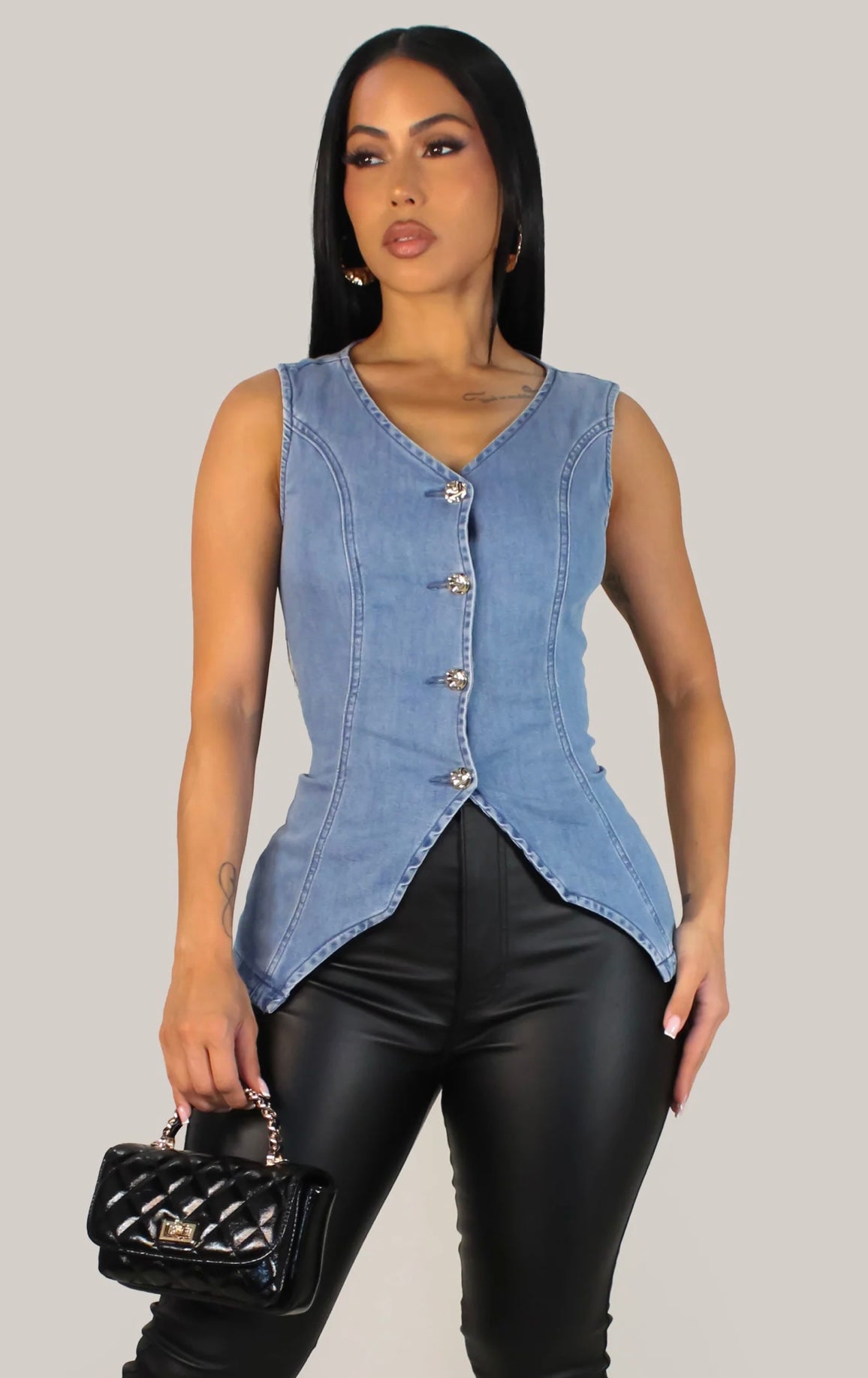 Sleeveless Denim Top