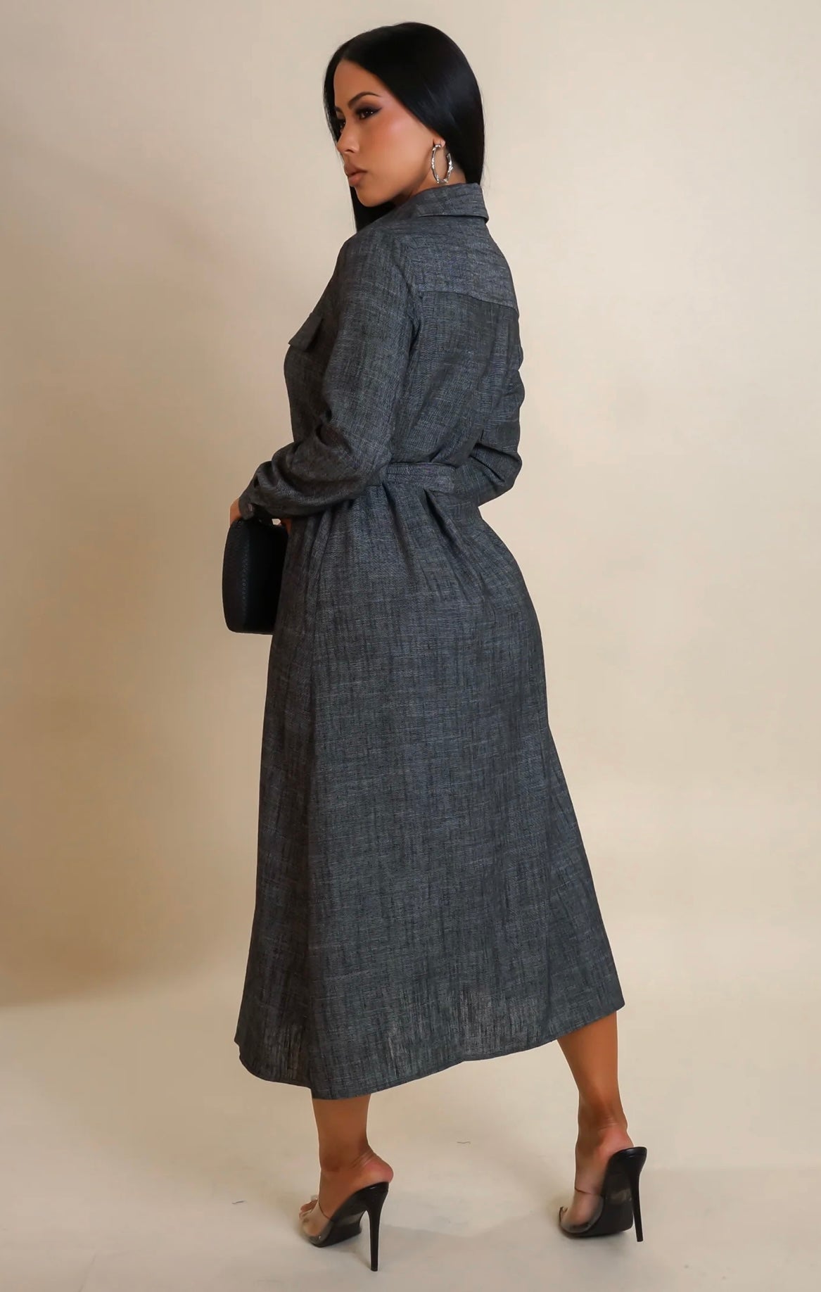 Black Midi Casual Dress